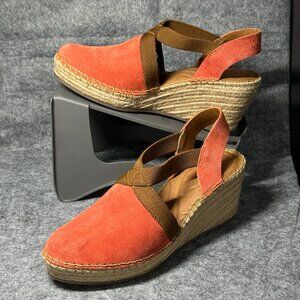 Born Leather Espadrille Wedge - Size 9 - Orange Slingback Suede Sandals Shoes
